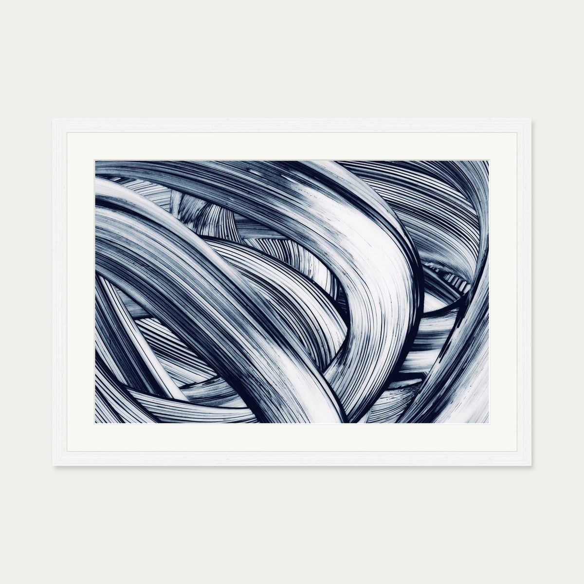 Abstract Brushstrokes Art Print — 50 x 70 cm — White Frame