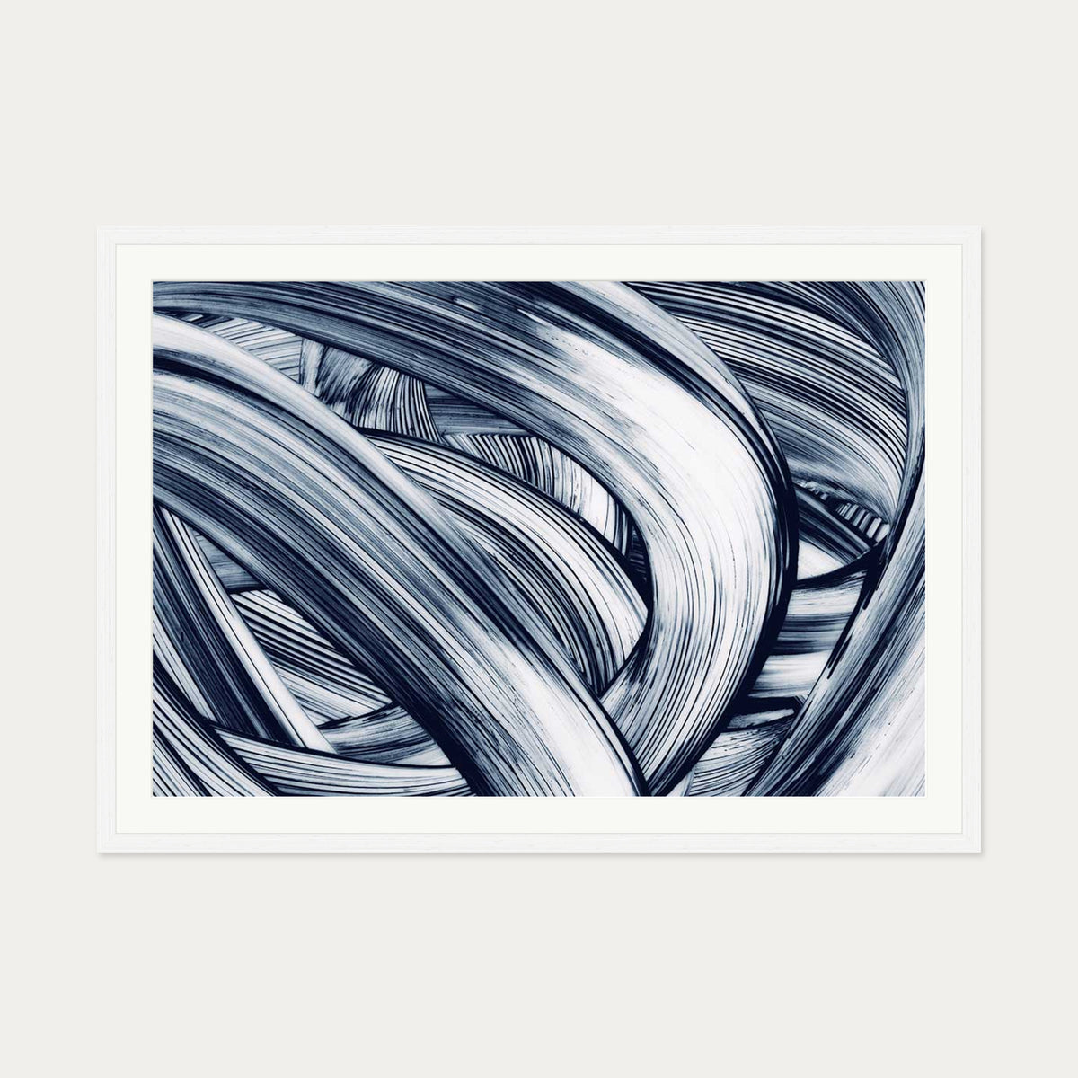 Abstract Brushstrokes Art Print — 70 x 100 cm — White Frame
