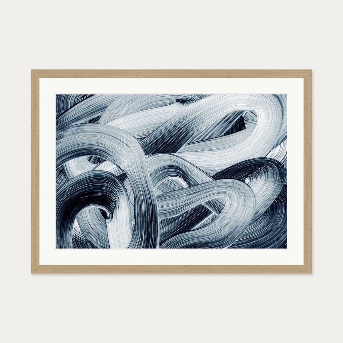 Abstract Brushstrokes II Art Print — 50 x 70 cm — Oak Frame