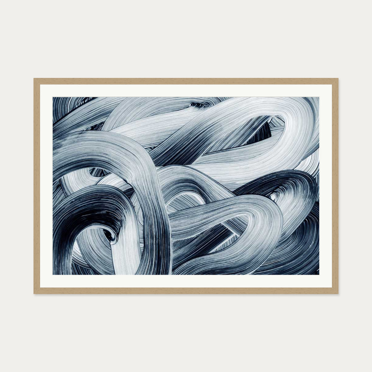 Abstract Brushstrokes II Art Print — 70 x 100 cm — Oak Frame