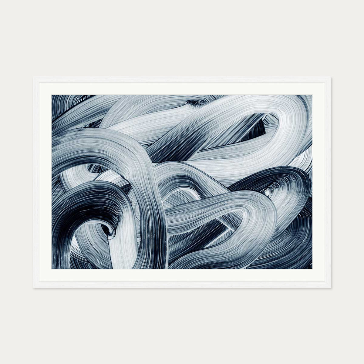 Abstract Brushstrokes II Art Print — 70 x 100 cm — White Frame