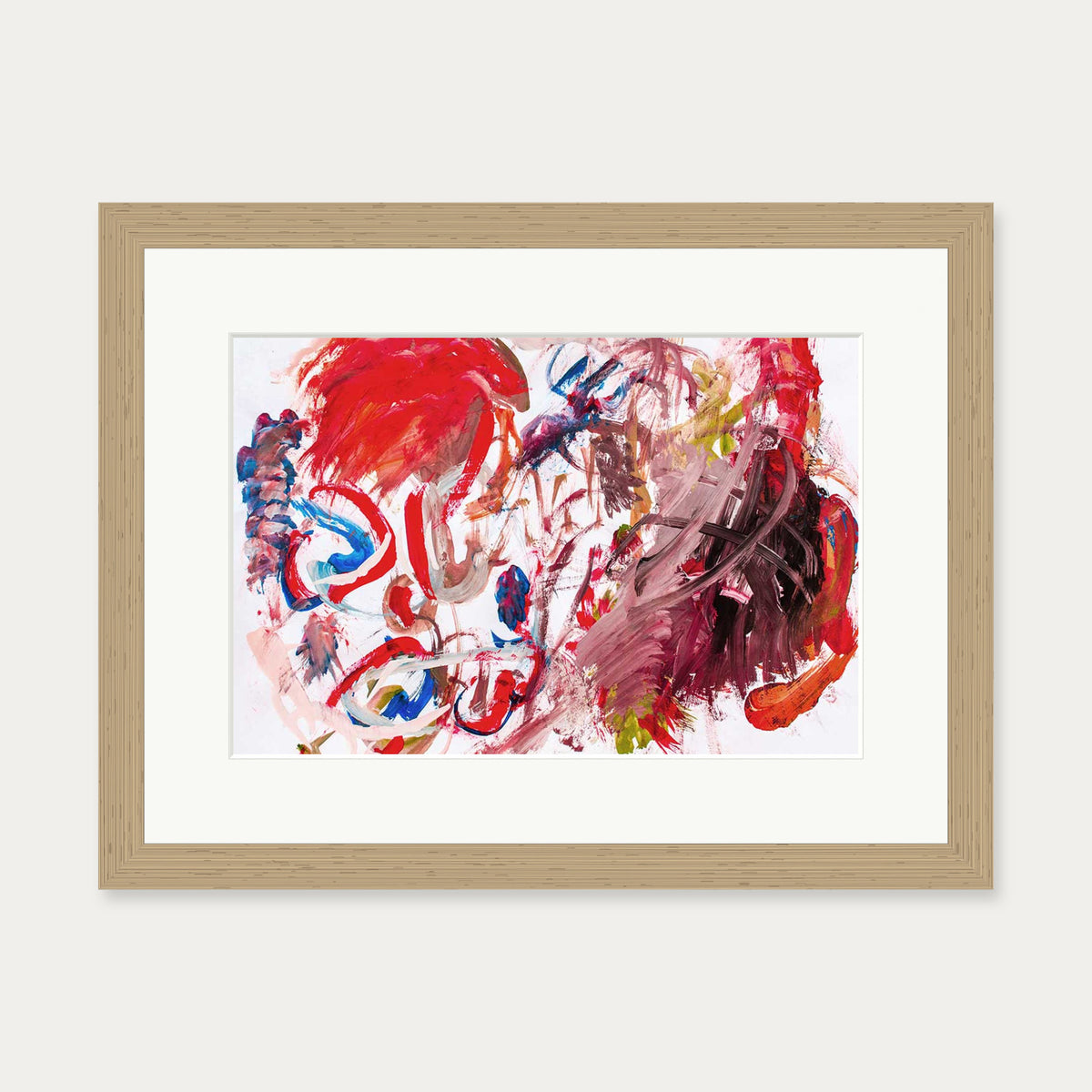 Abstract Brushstrokes II Wall Art Print — 30 x 40 cm — Oak Frame
