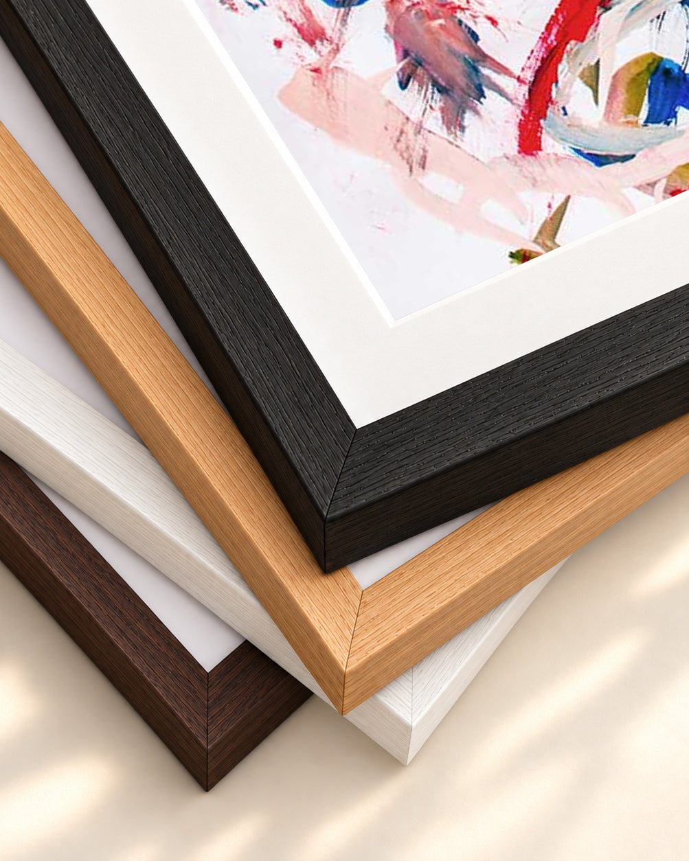 Abstract Brushstrokes II Wall Art Print — framed print corner with 5 cm mount and bevel