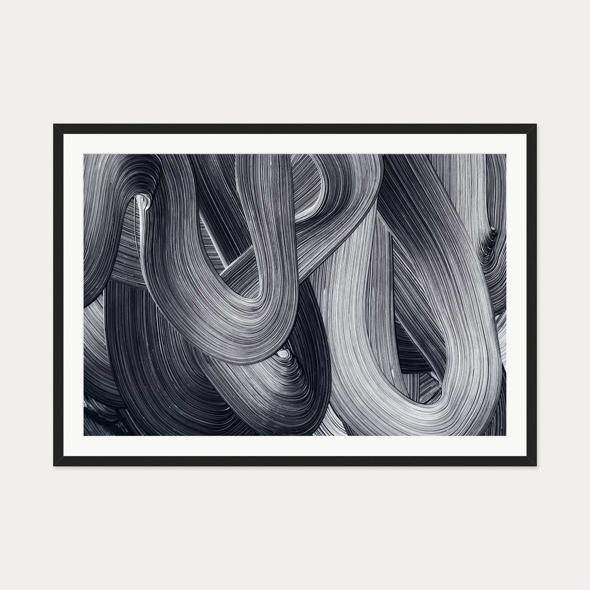 Abstract Brushstrokes III Art Print — 70 x 100 cm — Black Frame