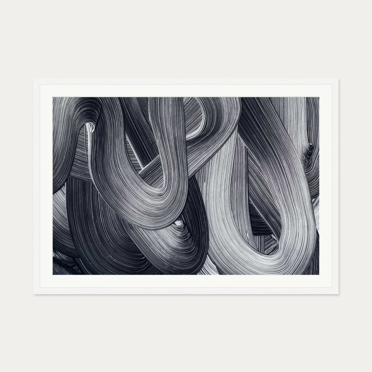 Abstract Brushstrokes III Art Print — 70 x 100 cm — White Frame