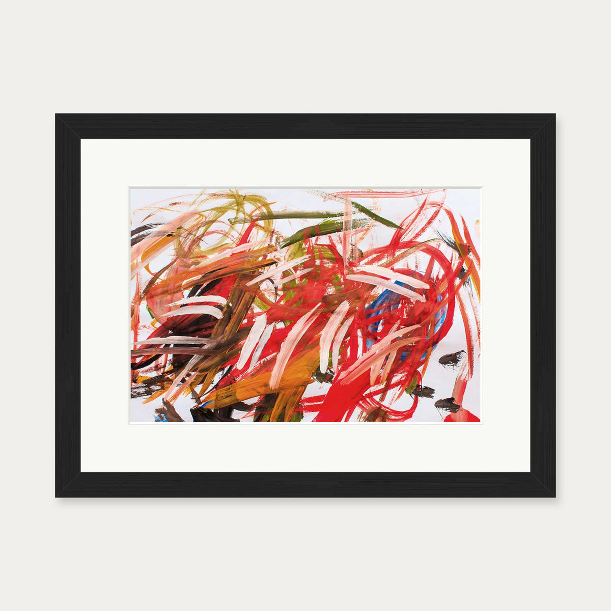 Abstract Brushstrokes Wall Art Print — 30 x 40 cm — Black Frame