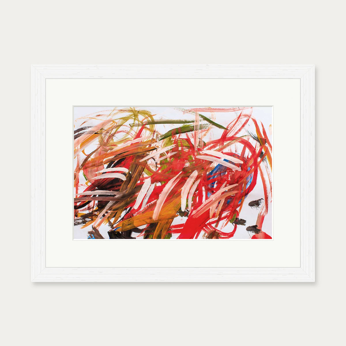 Abstract Brushstrokes Wall Art Print — 30 x 40 cm — White Frame