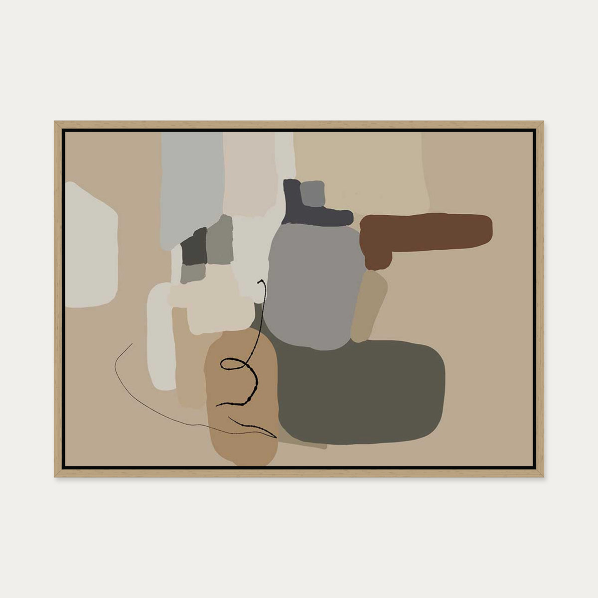 Abstract City Canvas Art — 50 x 70 cm — Oak Frame