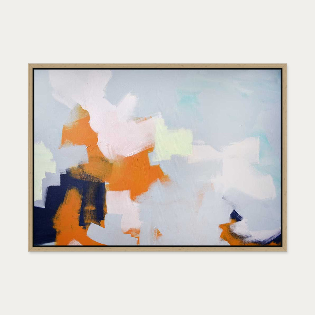 Abstract Clouds Canvas Art — 50 x 70 cm — Oak Frame