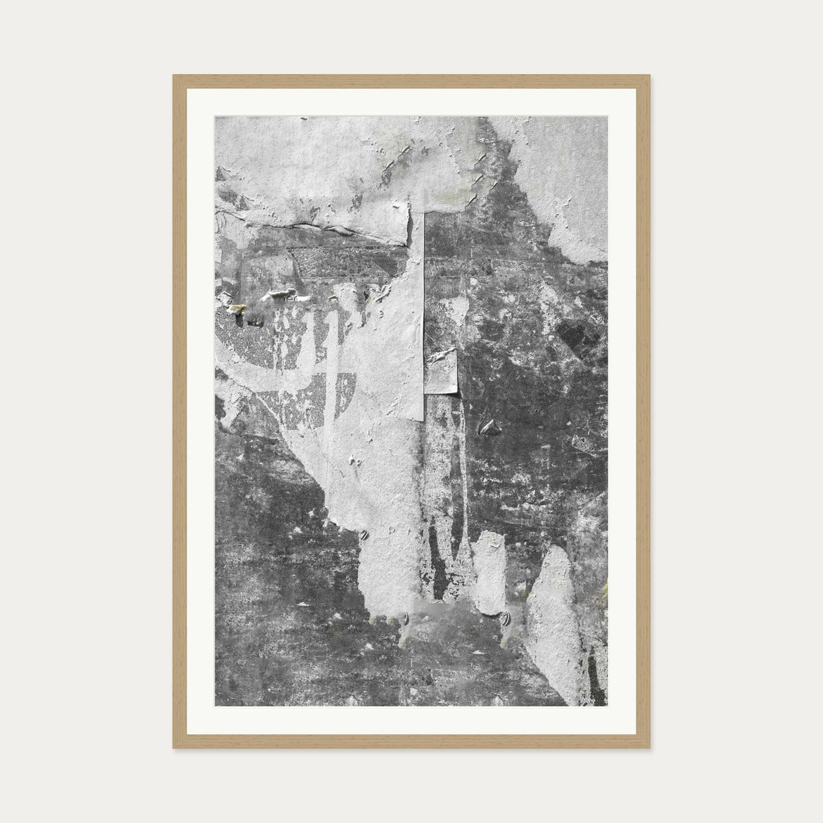 Abstract Collage Art Print — 70 x 100 cm — Oak Frame