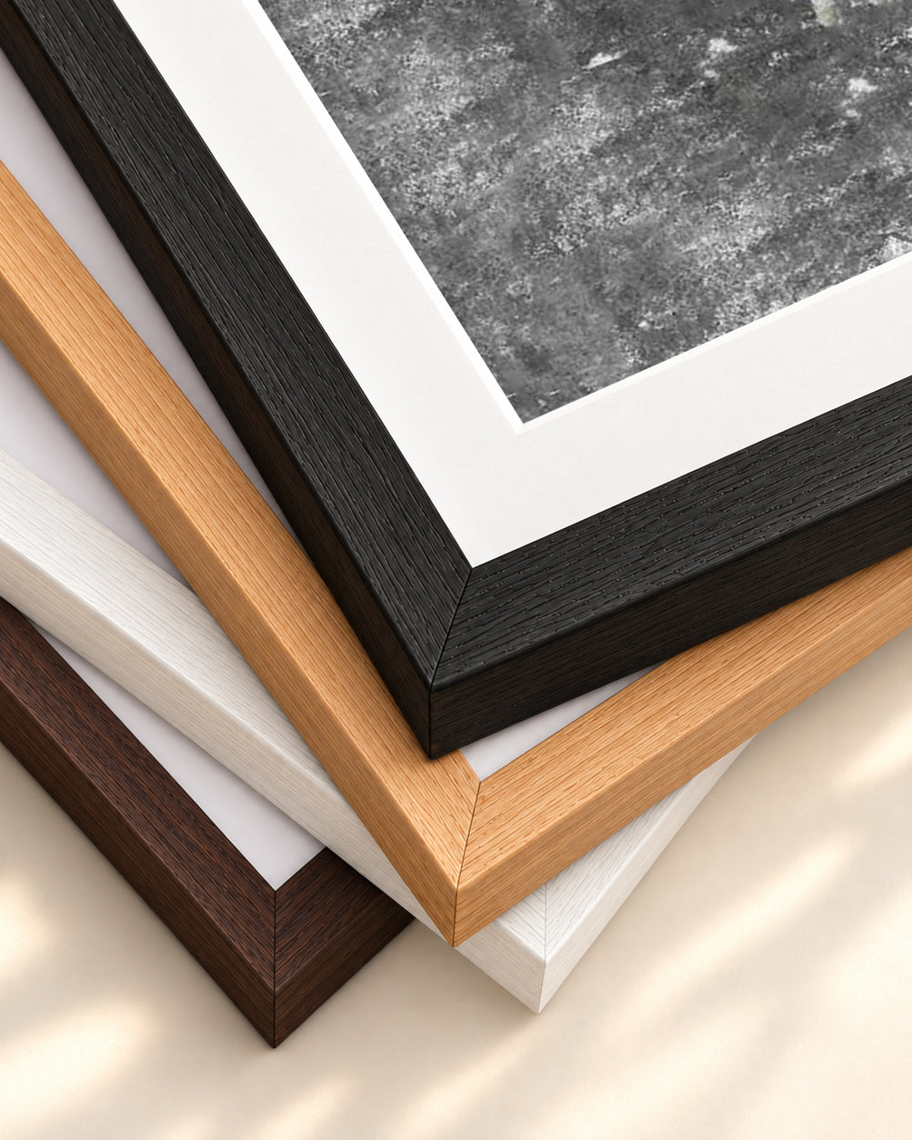 Abstract Collage Art Print — framed print corner with 5 cm mount and bevel