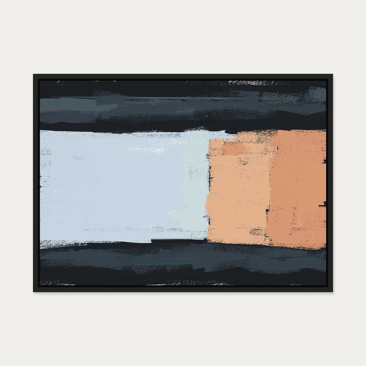 Abstract Colour Blocks Canvas Art — 50 x 70 cm — Black Frame