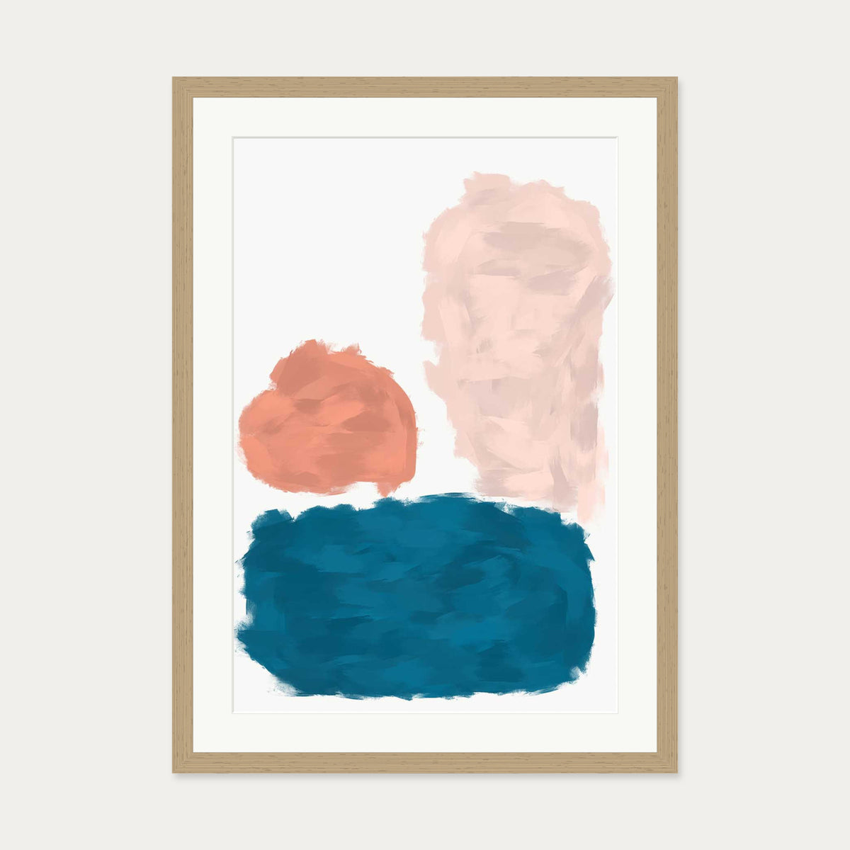 Abstract Colourful Art Print — 50 x 70 cm — Oak Frame