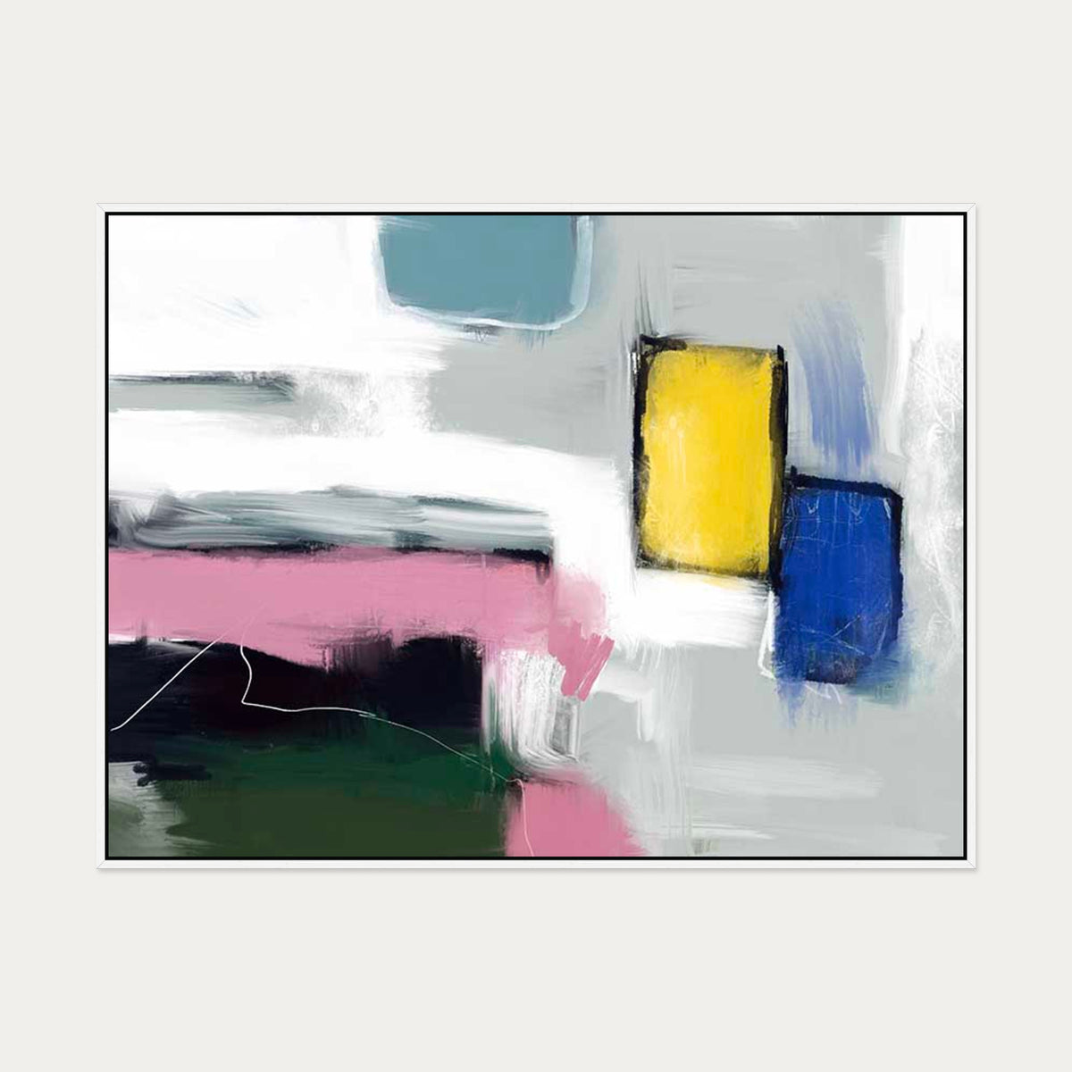 Abstract Colourful Movement Canvas Art — 90 x 120 cm — White Frame