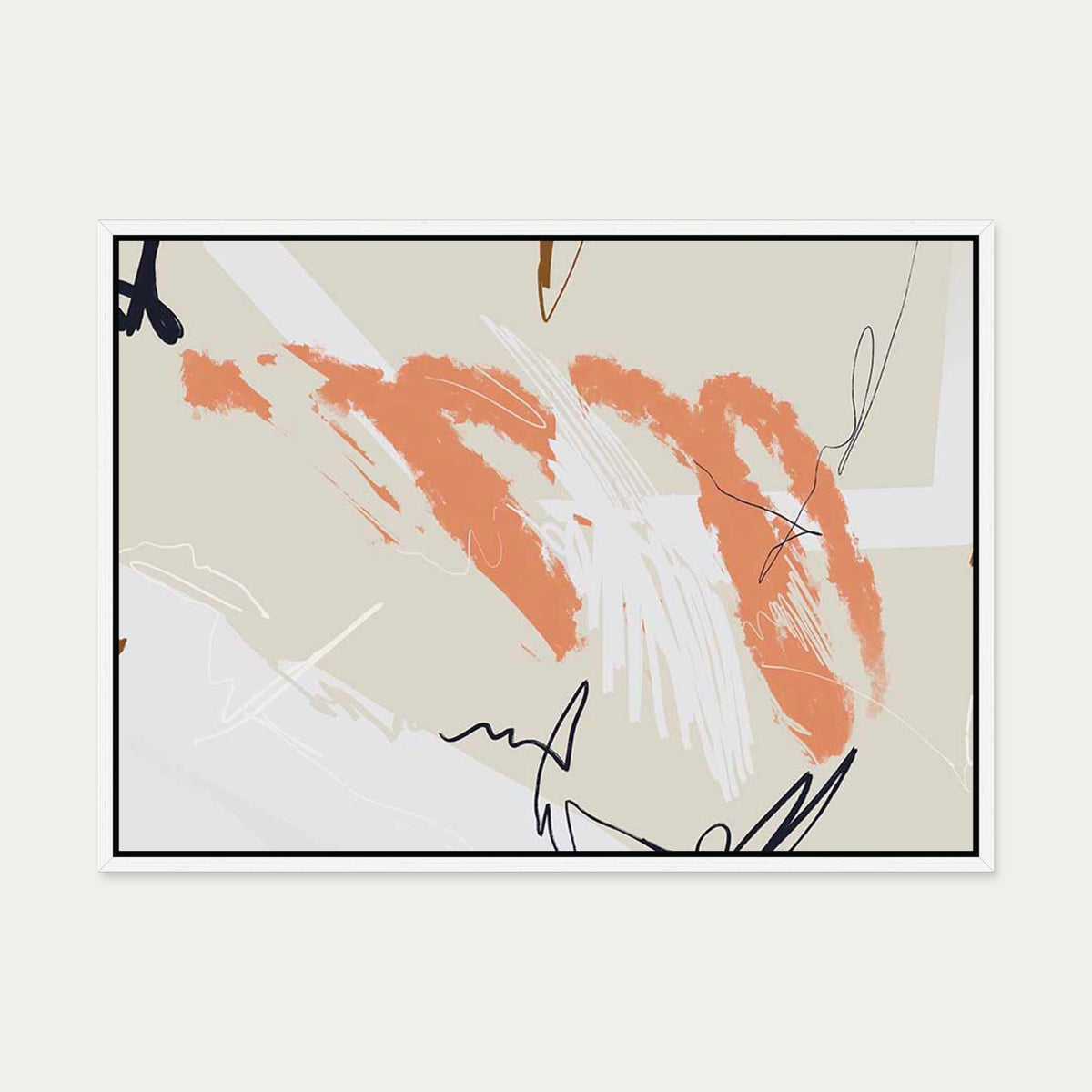 Abstract Composition Canvas Art — 50 x 70 cm — White Frame