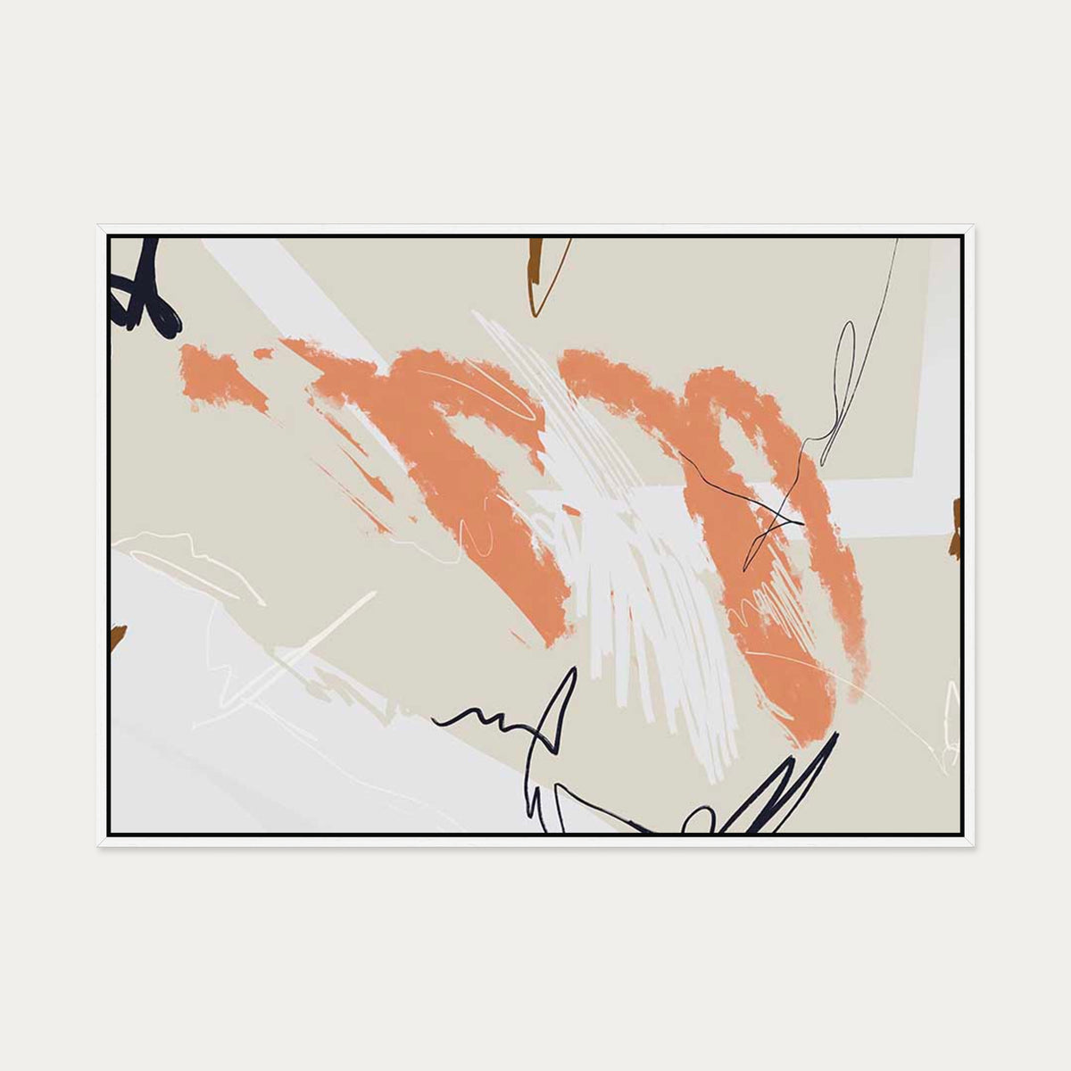 Abstract Composition Canvas Art — 70 x 100 cm — White Frame