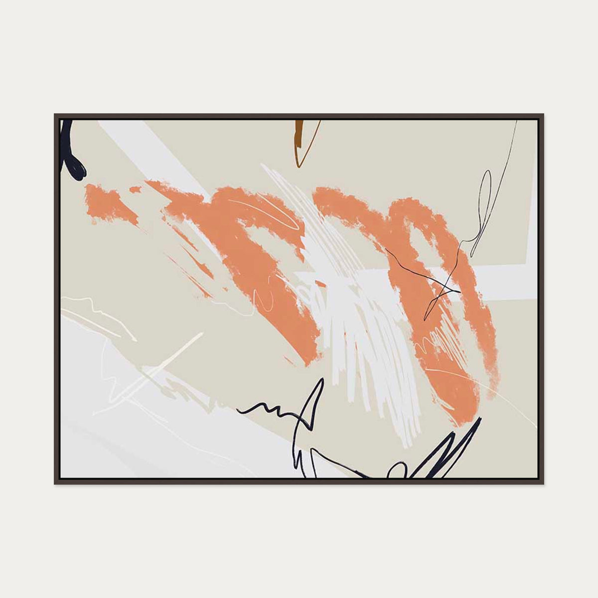 Abstract Composition Canvas Art — 90 x 120 cm — Brown Frame