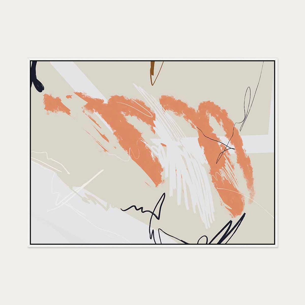Abstract Composition Canvas Art — 90 x 120 cm — White Frame