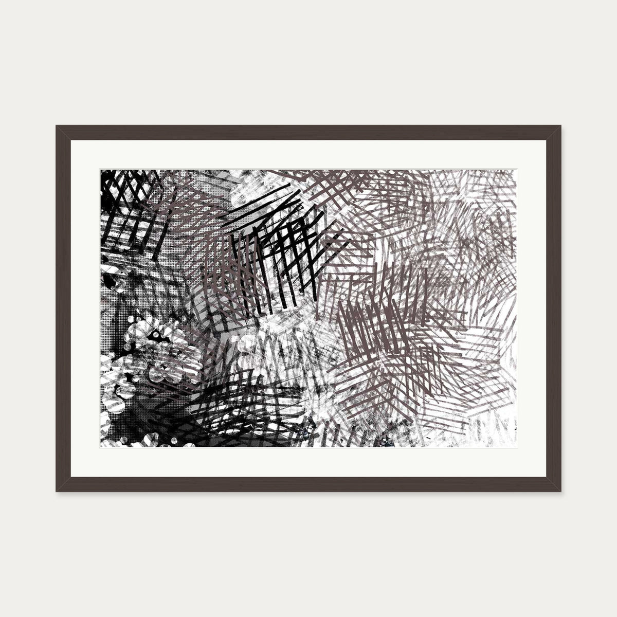 Abstract Conversations Art Print — 50 x 70 cm — Brown Frame