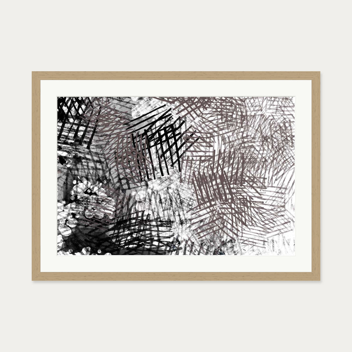Abstract Conversations Art Print — 50 x 70 cm — Oak Frame