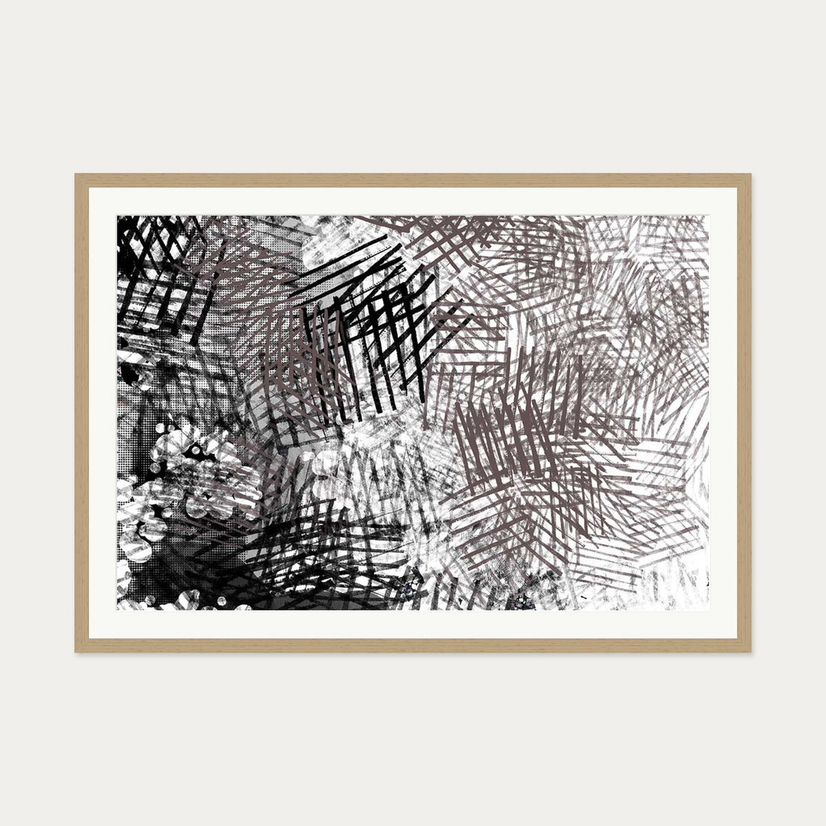 Abstract Conversations Art Print — 70 x 100 cm — Oak Frame