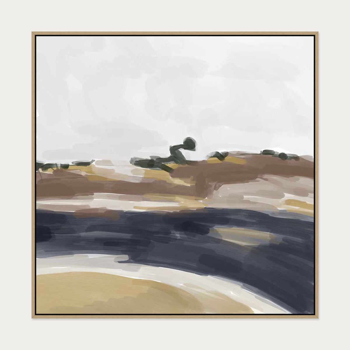 Abstract Expressions I Canvas Art — 100 x 100 cm — Oak Frame