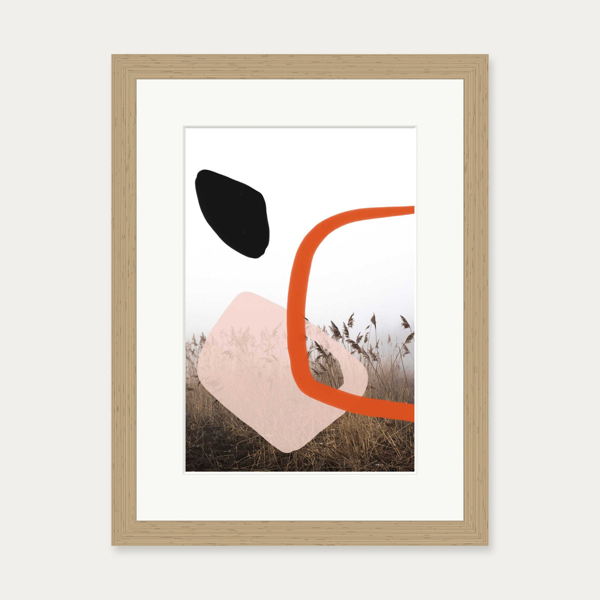 Abstract Field With Colours 2 Art Print — 30 x 40 cm — Oak Frame