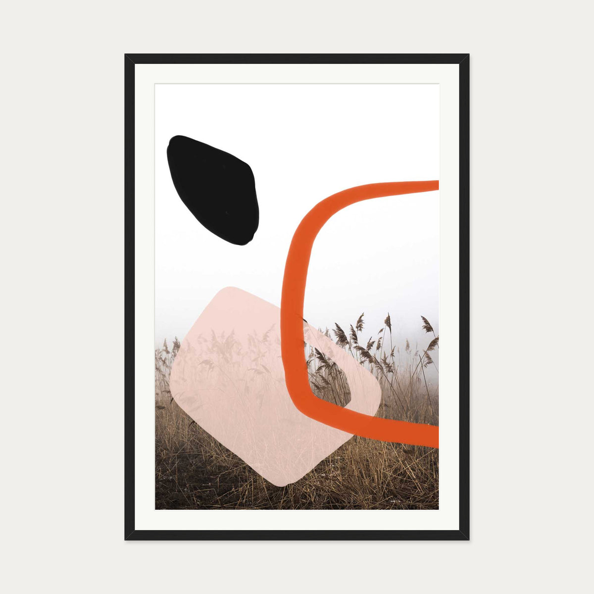 Abstract Field With Colours 2 Art Print — 70 x 100 cm — Black Frame