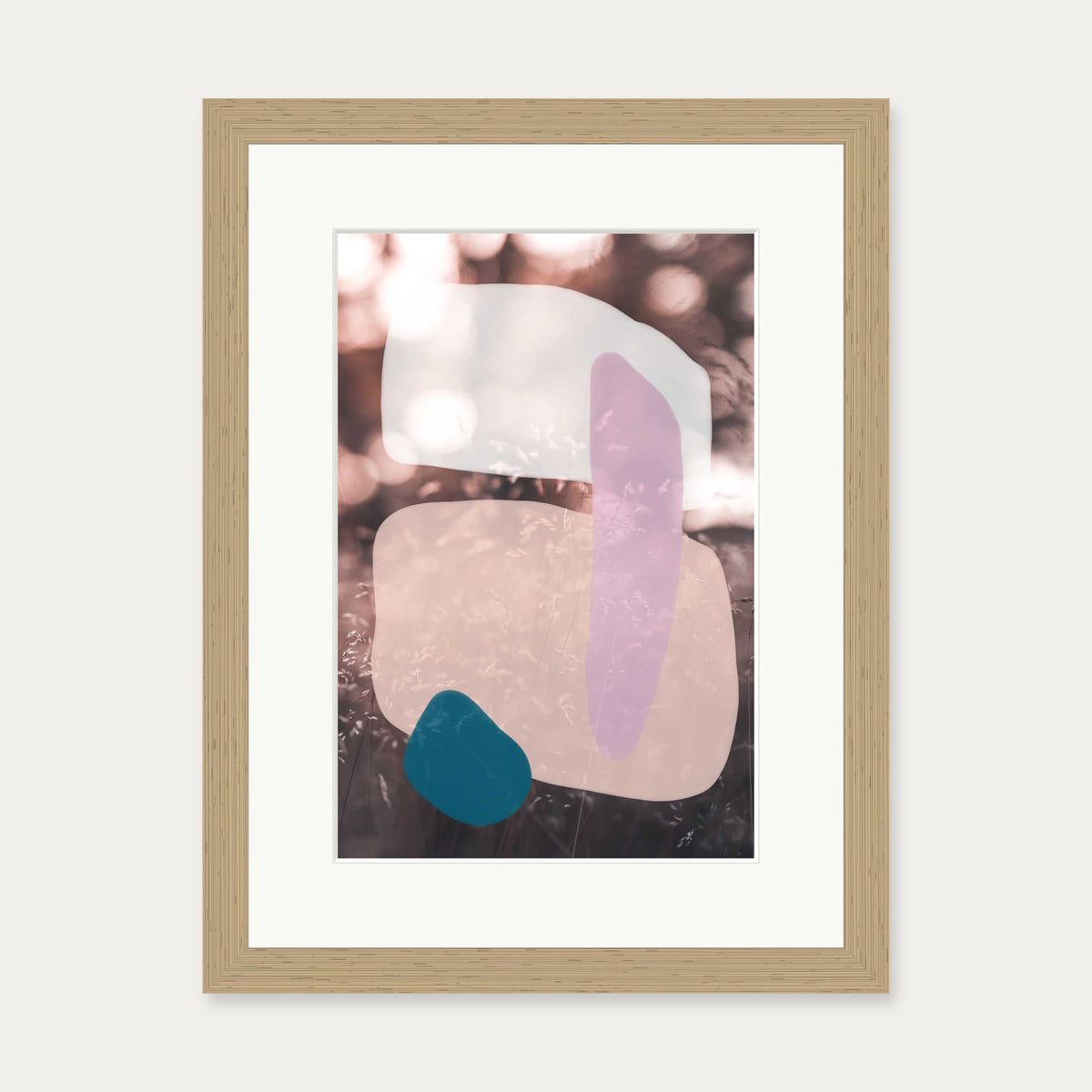 Abstract Field With Colours Art Print — 30 x 40 cm — Oak Frame