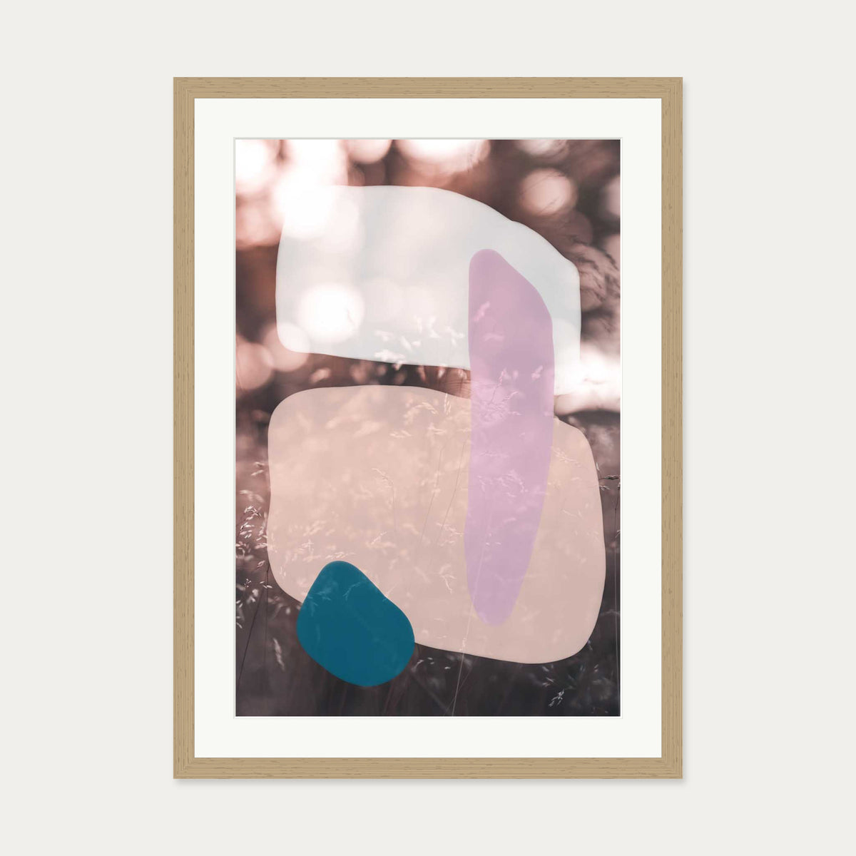 Abstract Field With Colours Art Print — 50 x 70 cm — Oak Frame