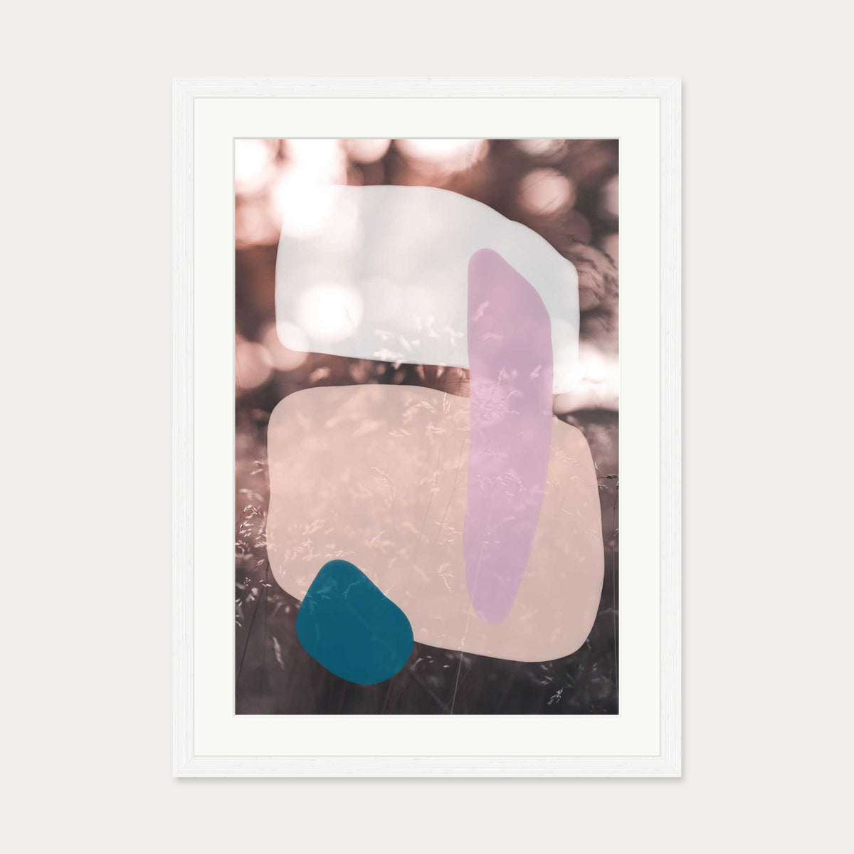 Abstract Field With Colours Art Print — 50 x 70 cm — White Frame