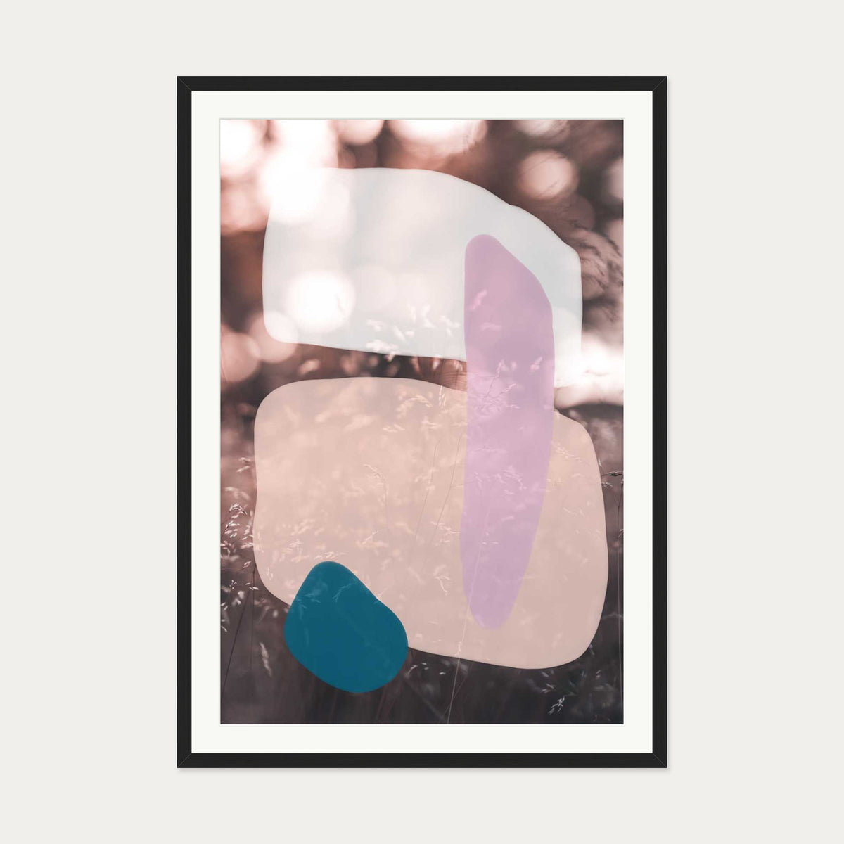 Abstract Field With Colours Art Print — 70 x 100 cm — Black Frame