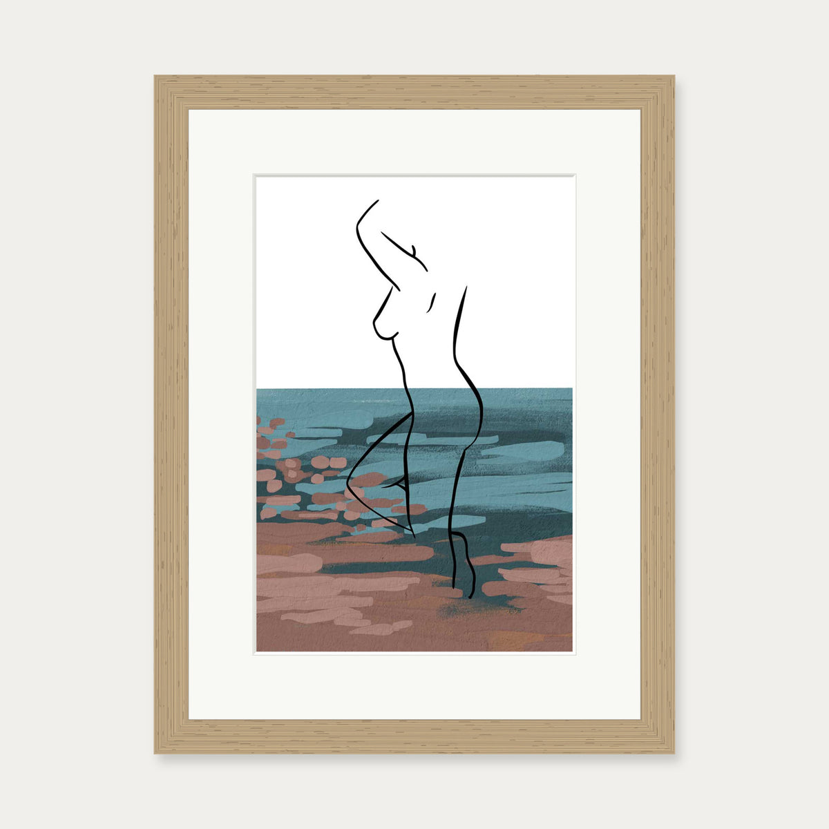 Abstract Figure Art Print — 30 x 40 cm — Oak Frame