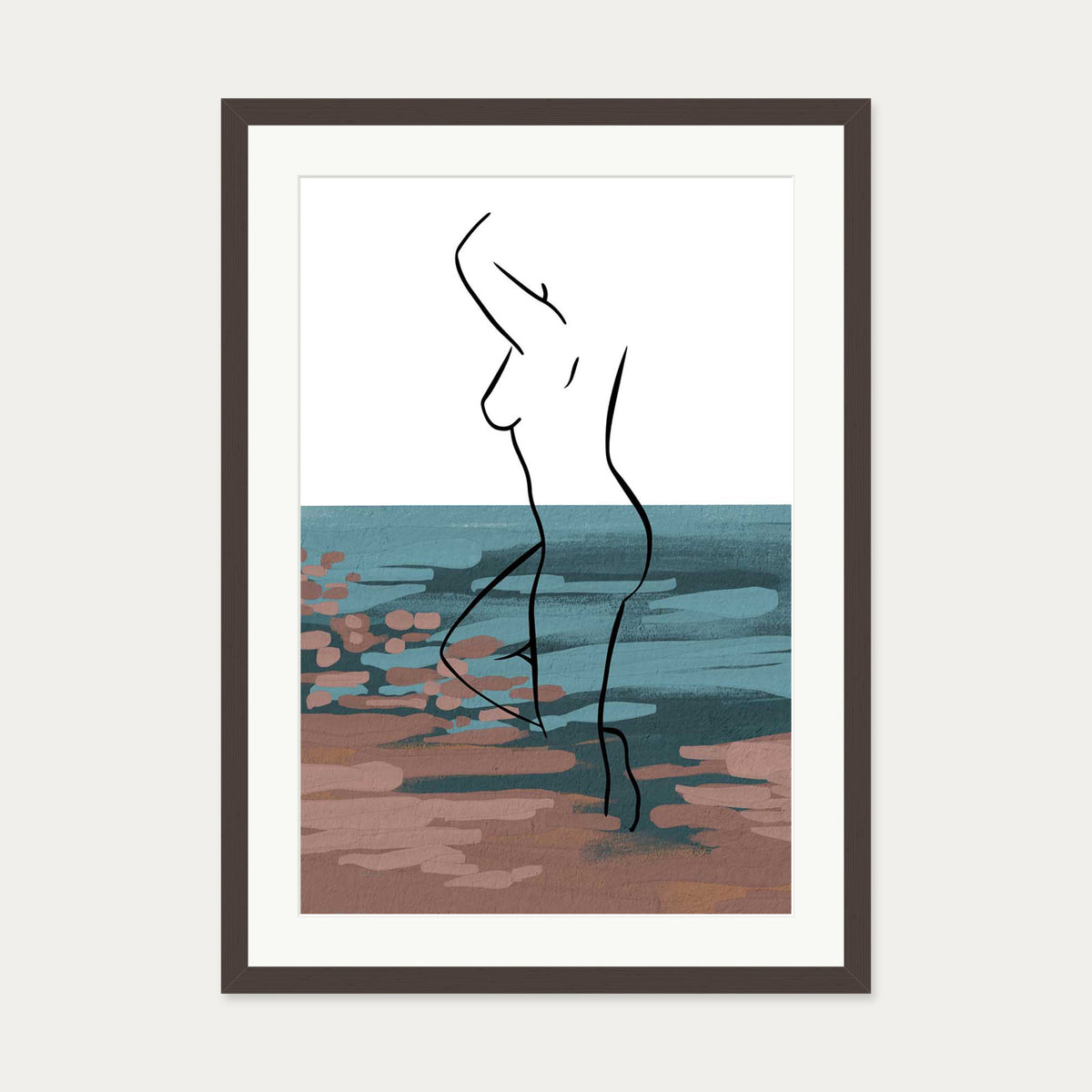 Abstract Figure Art Print — 50 x 70 cm — Brown Frame