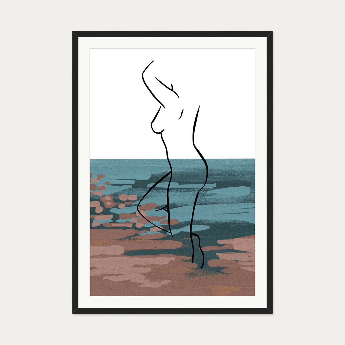 Abstract Figure Art Print — 70 x 100 cm — Black Frame