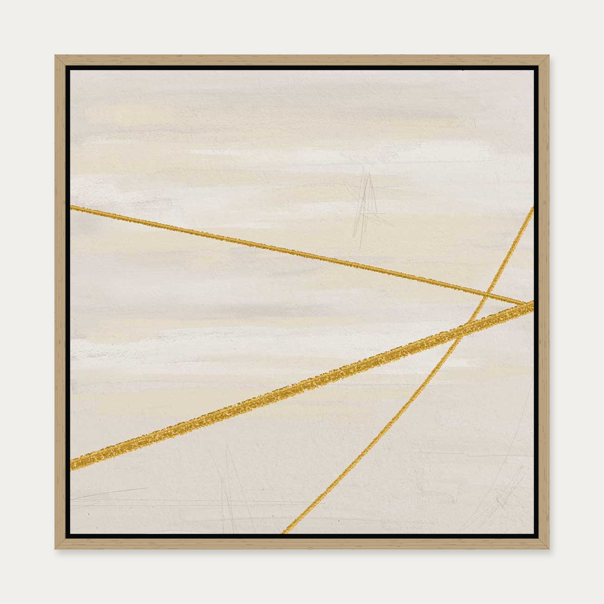 Abstract Gold Textures Canvas Art — 50 x 50 cm — Oak Frame