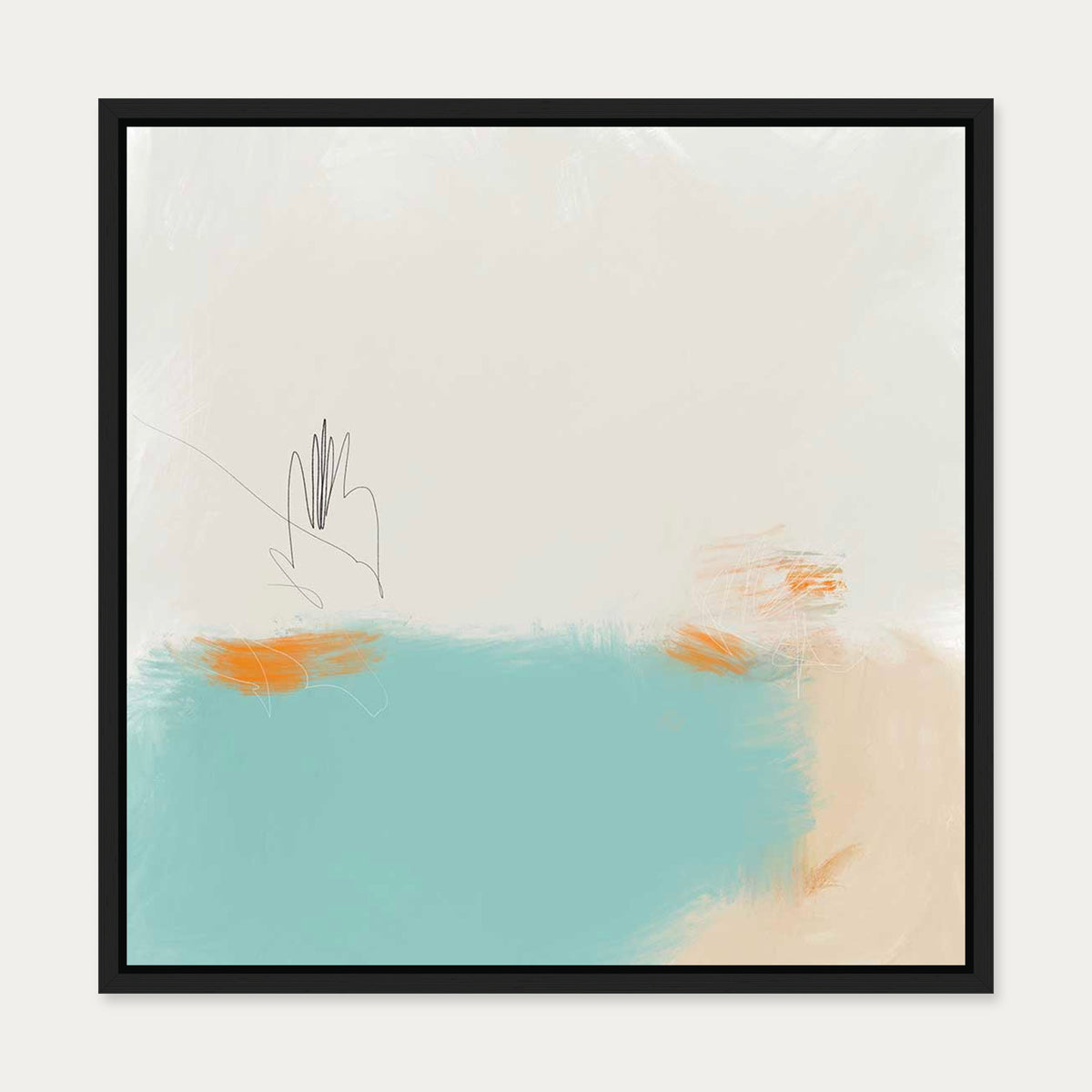 Abstract Harbour Canvas Art — 50 x 50 cm — Black Frame
