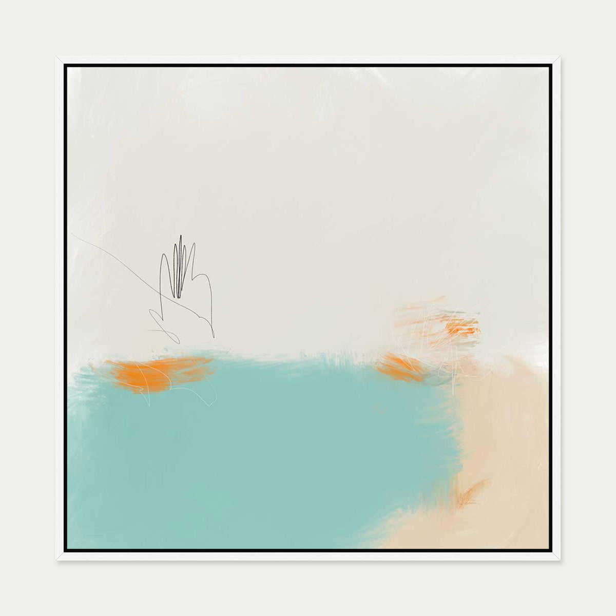 Abstract Harbour Canvas Art — 70 x 70 cm — White Frame