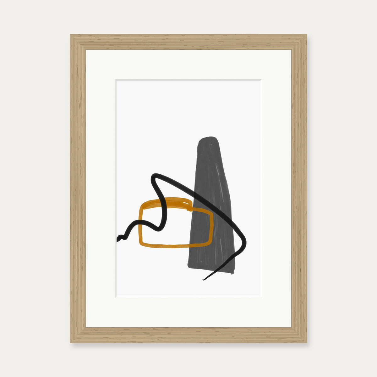 Abstract Illustration And Lines Art Print — 30 x 40 cm — Oak Frame