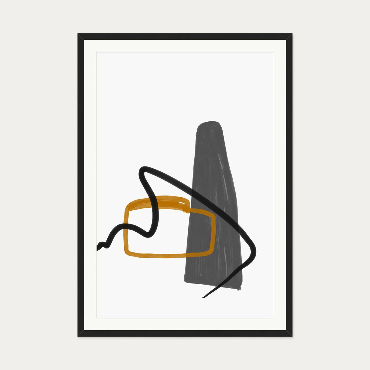 Abstract Illustration And Lines Art Print — 70 x 100 cm — Black Frame