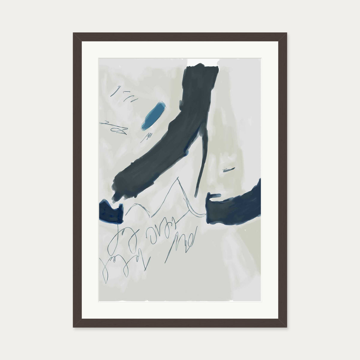 Abstract Illustration Art Print — 50 x 70 cm — Brown Frame