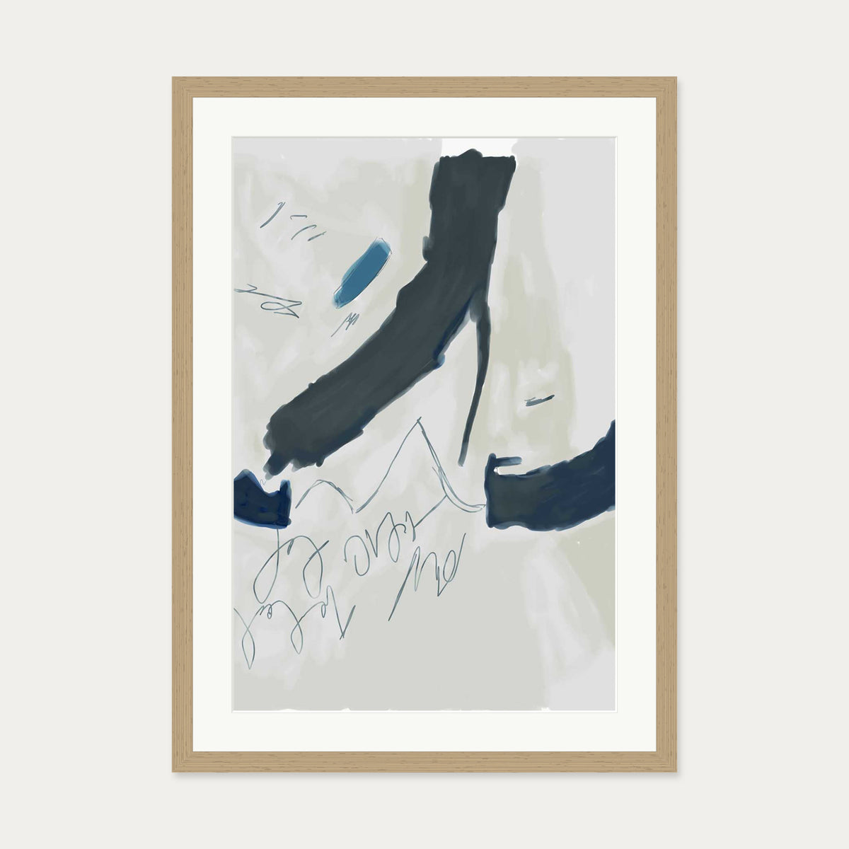 Abstract Illustration Art Print — 50 x 70 cm — Oak Frame