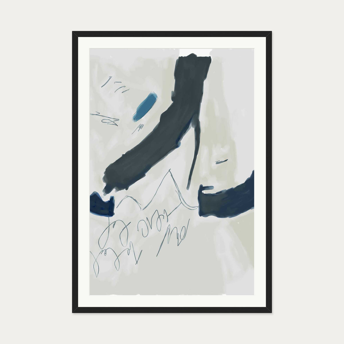 Abstract Illustration Art Print — 70 x 100 cm — Black Frame