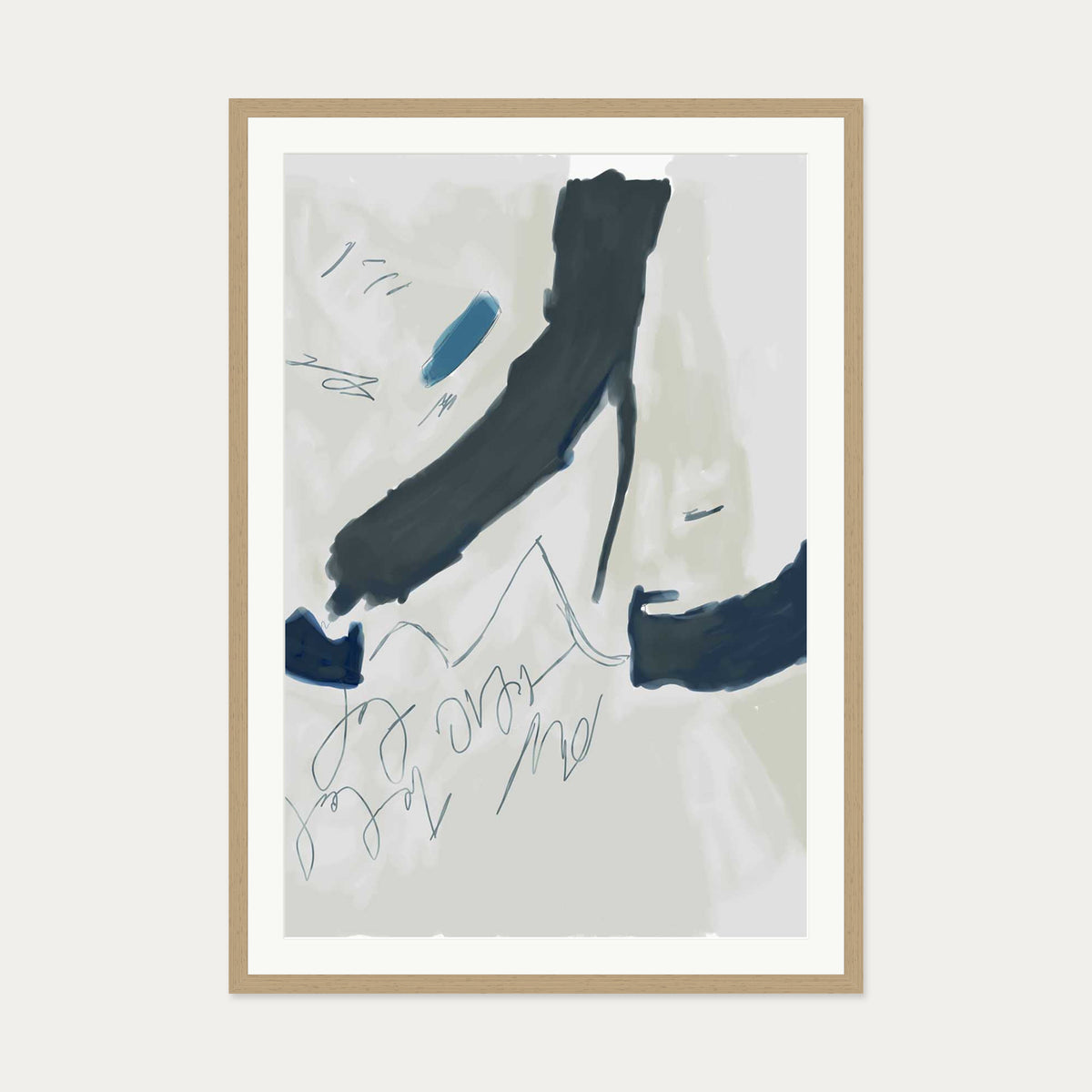 Abstract Illustration Art Print — 70 x 100 cm — Oak Frame