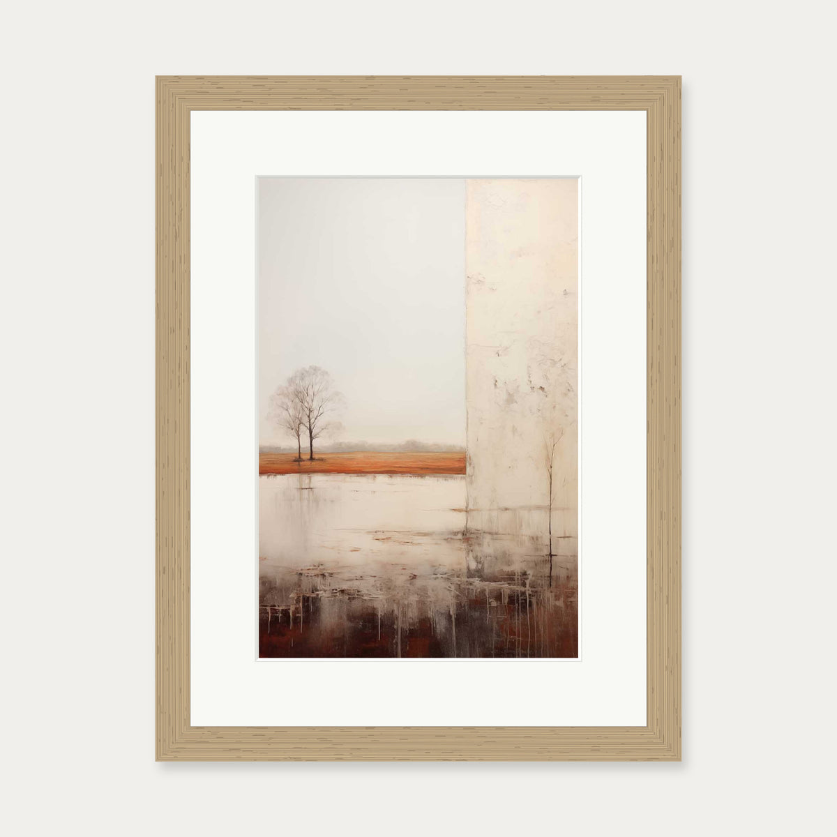 Abstract Landscape Art Print — 30 x 40 cm — Oak Frame