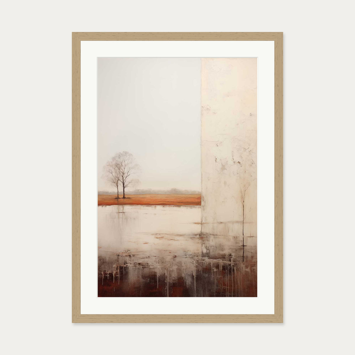 Abstract Landscape Art Print — 50 x 70 cm — Oak Frame