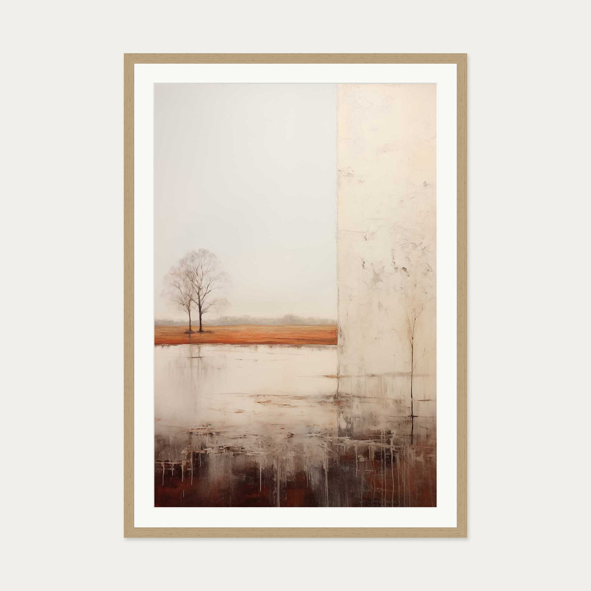 Abstract Landscape Art Print — 70 x 100 cm — Oak Frame