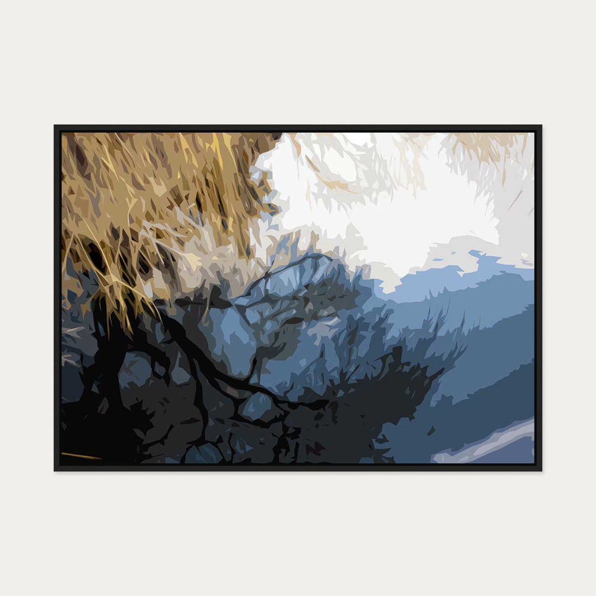 Abstract Landscape Reflection Canvas Art — 70 x 100 cm — Black Frame