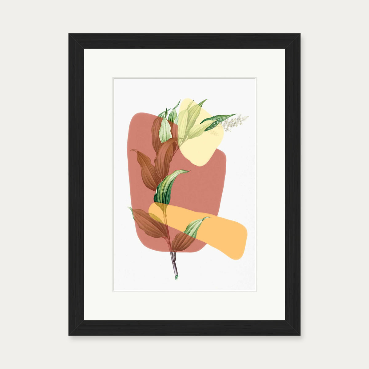 Abstract Leaf Illustration Art Print — 30 x 40 cm — Black Frame