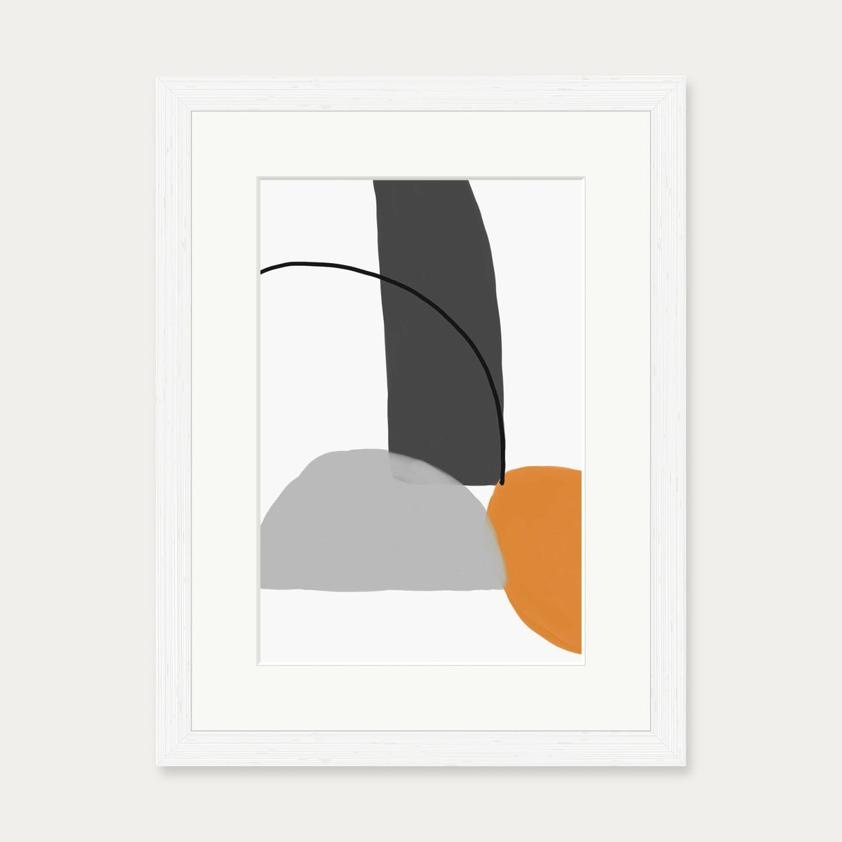 Abstract Line Orange Grey Art Print — 30 x 40 cm — White Frame